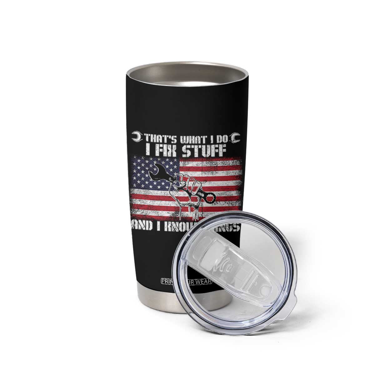 Patriotic Mechanic American Flag Car Repairman Tumbler Cup TS14 Print Your Wear