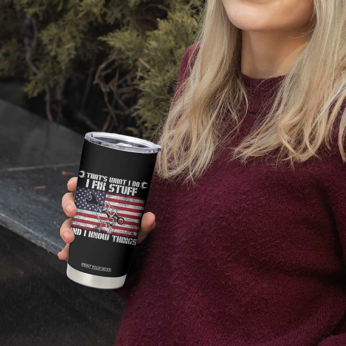 Patriotic Mechanic American Flag Car Repairman Tumbler Cup TS14 Print Your Wear