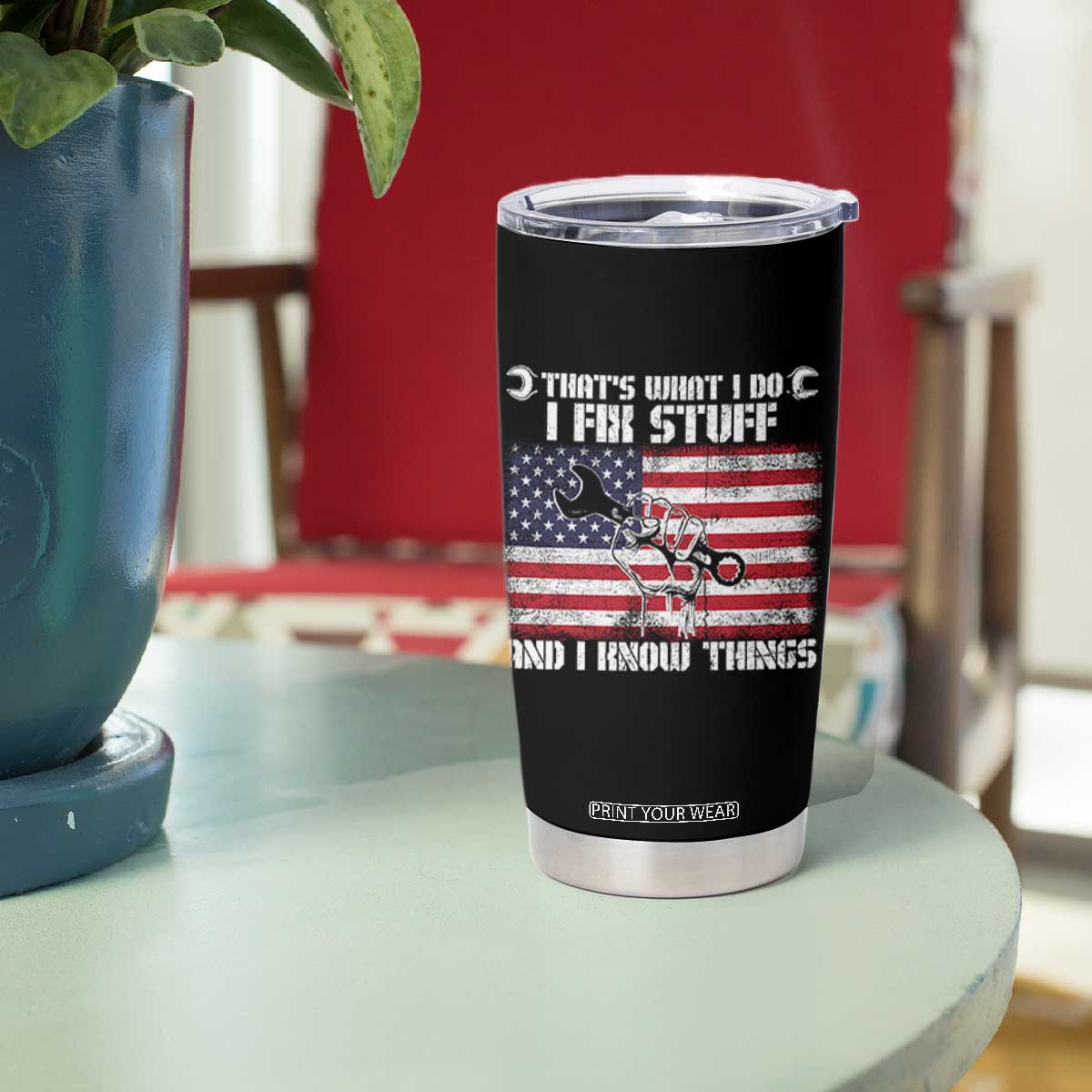 Patriotic Mechanic American Flag Car Repairman Tumbler Cup TS14 Print Your Wear