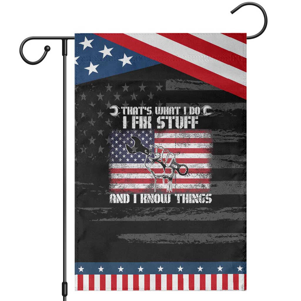 Patriotic Mechanic American Flag Car Repairman Garden Flag TS14 Distressed Black Blue Print Your Wear