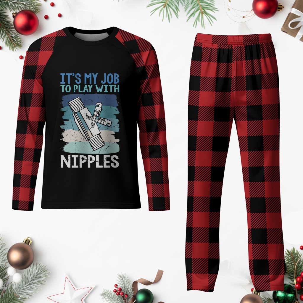 Funny Plumber Plumbing Plaid Pajama Set It Is My Job To Play With Nipples TS14 Buffalo Plaid Print Your Wear