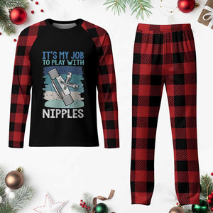 Funny Plumber Plumbing Plaid Pajama Set It Is My Job To Play With Nipples TS14 Buffalo Plaid Print Your Wear