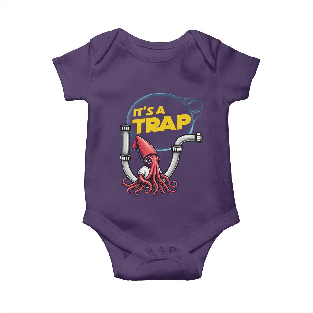 Funny Plumbing Plumber Baby Onesie It Is A Trap TS14 Purple Print Your Wear