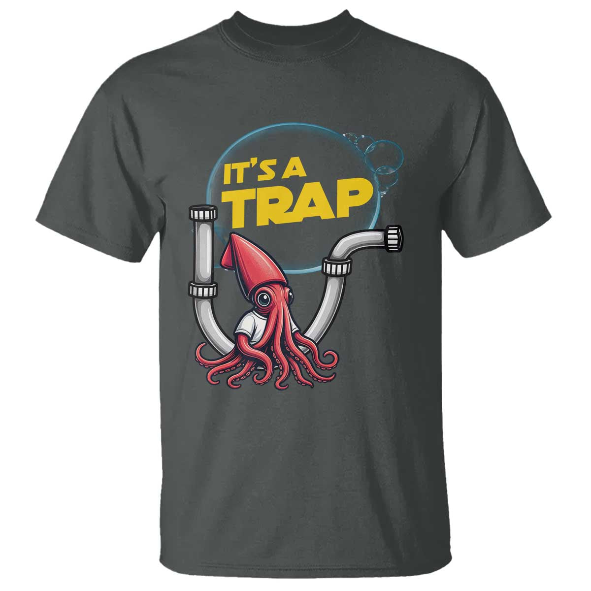 Funny Plumbing Plumber T Shirt It Is A Trap TS14 Dark Heather Print Your Wear