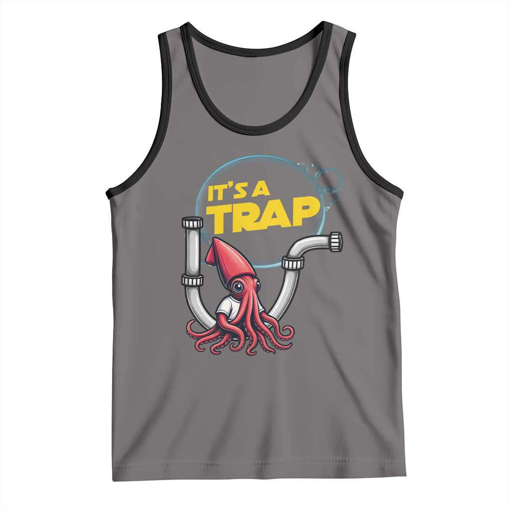 Funny Plumbing Plumber Tank Top It Is A Trap TS14 Deep Heather Black Print Your Wear