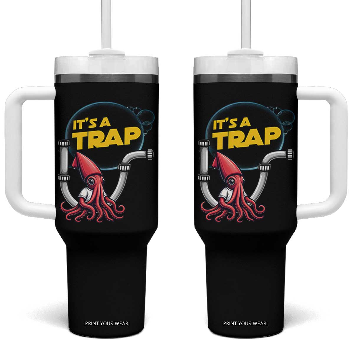 Funny Plumbing Plumber Tumbler With Handle It Is A Trap TS14 One Size: 40 oz Black Print Your Wear