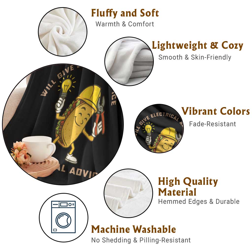 Funny Electrician Throw Blanket This Electrician Will Work For Tacos TS14 Print Your Wear