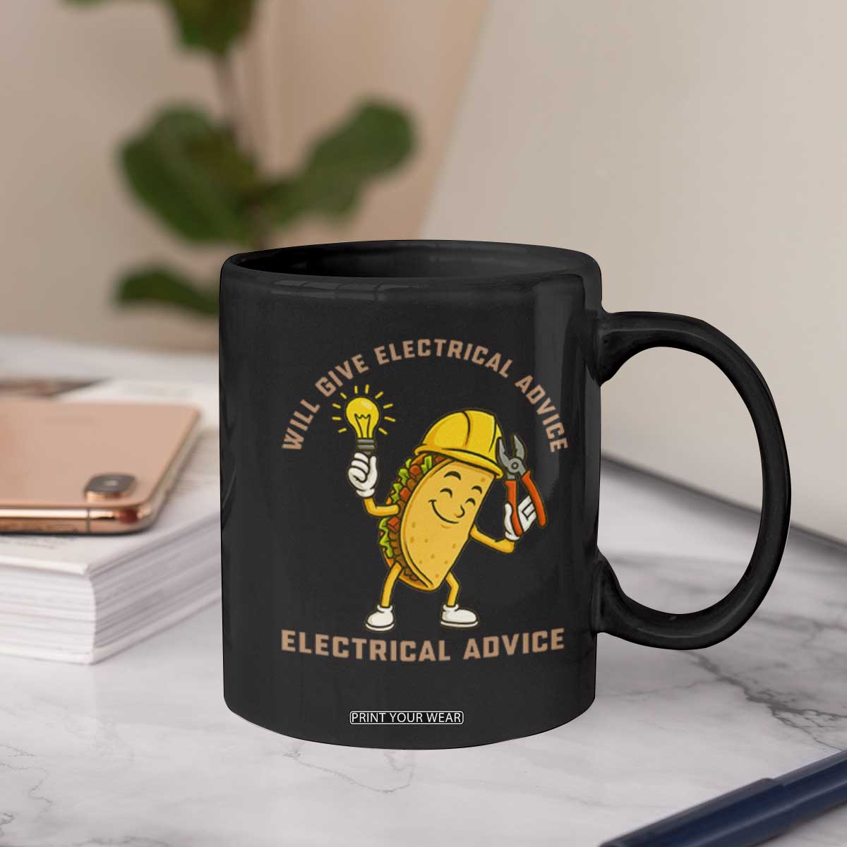 Funny Electrician Coffee Mug This Electrician Will Work For Tacos TS14 Print Your Wear