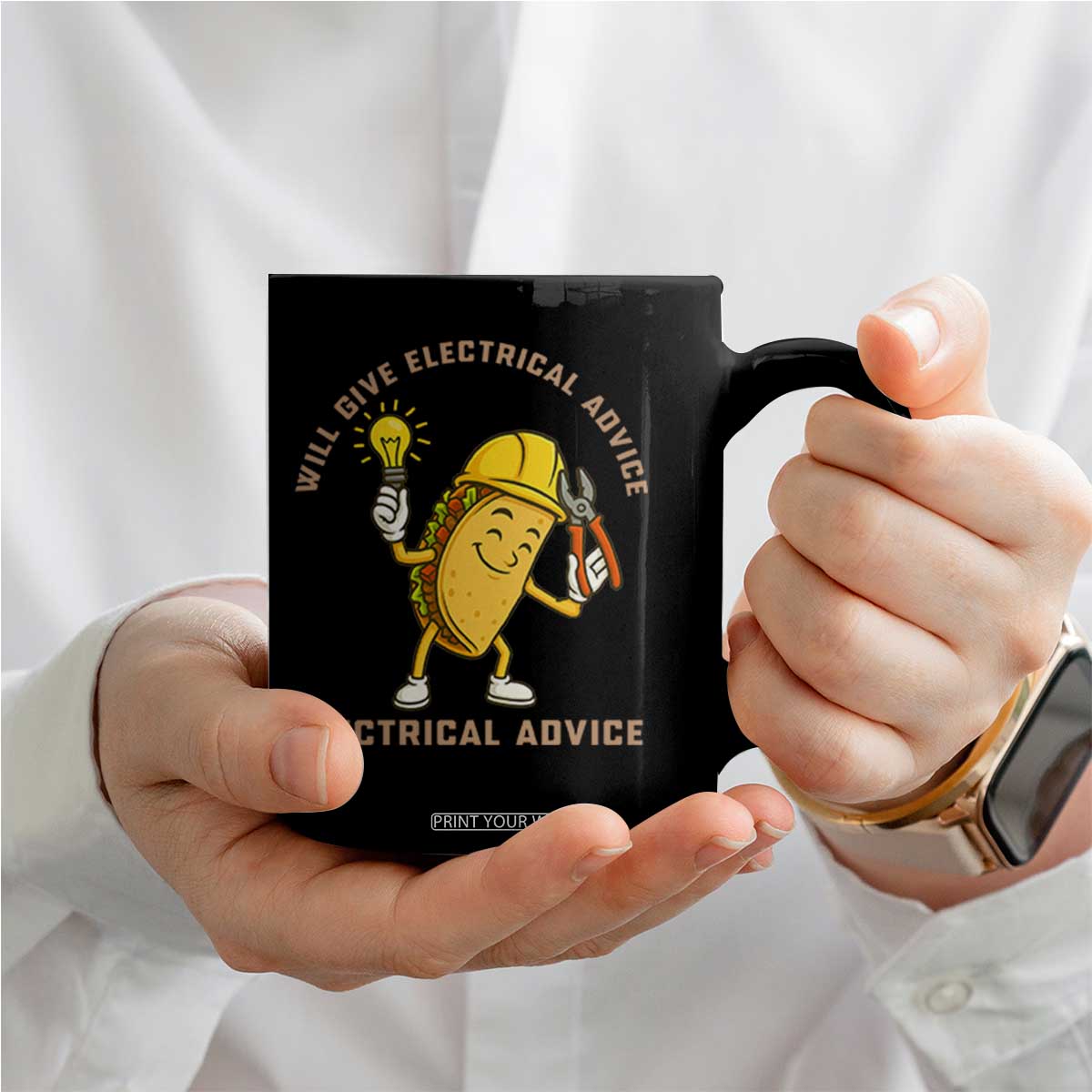 Funny Electrician Coffee Mug This Electrician Will Work For Tacos TS14 Print Your Wear