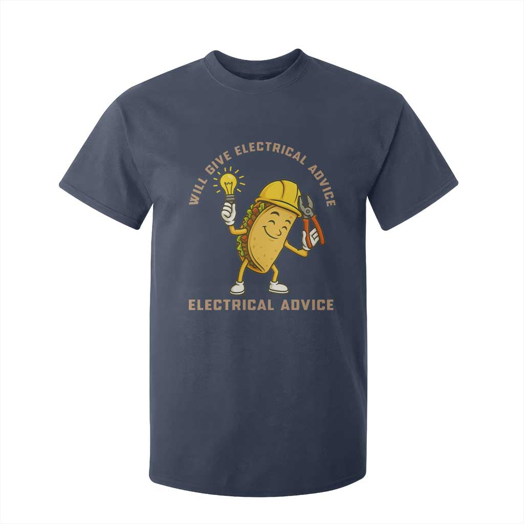 Funny Electrician T Shirt For Kid This Electrician Will Work For Tacos TS14 Navy Print Your Wear