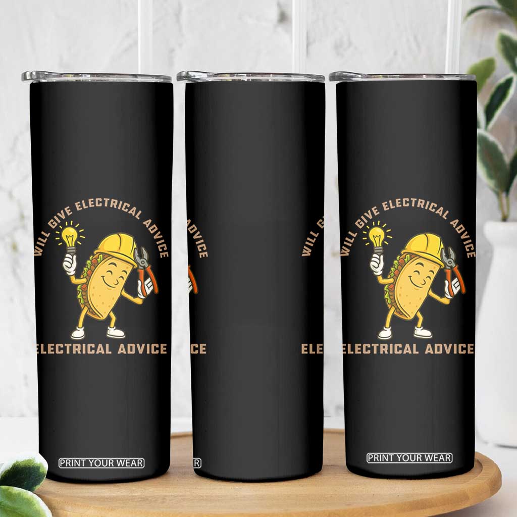 Funny Electrician Skinny Tumbler This Electrician Will Work For Tacos TS14 Print Your Wear