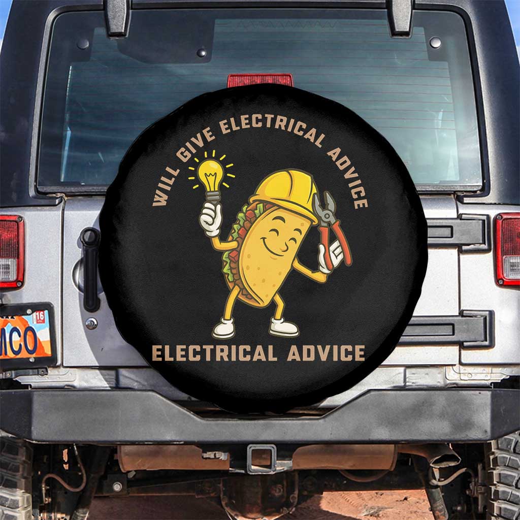 Funny Electrician Spare Tire Cover This Electrician Will Work For Tacos TS14 No hole Black Print Your Wear