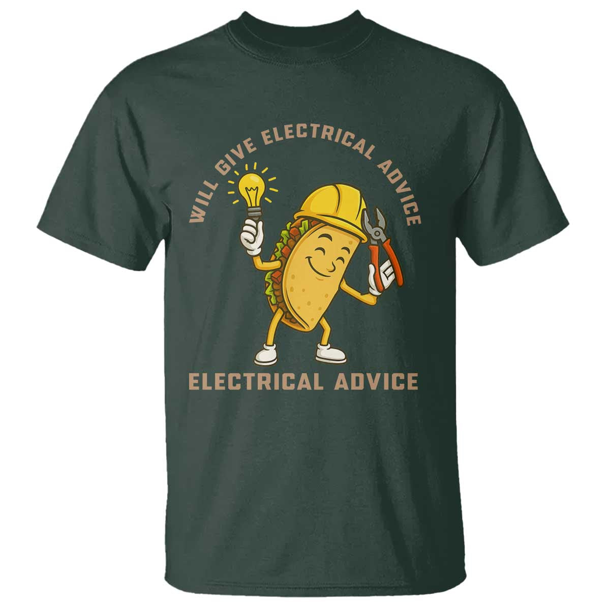 Funny Electrician T Shirt This Electrician Will Work For Tacos TS14 Dark Forest Green Print Your Wear