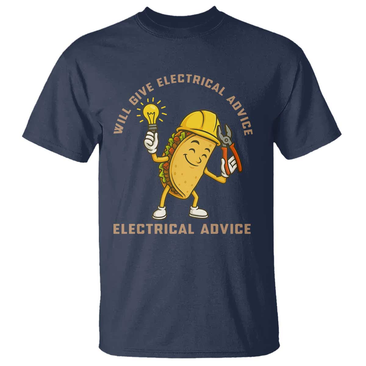 Funny Electrician T Shirt This Electrician Will Work For Tacos TS14 Navy Print Your Wear