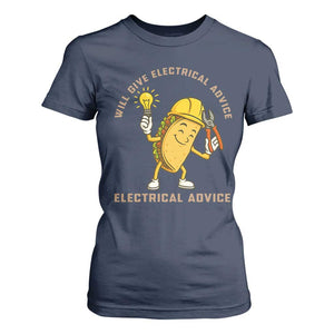 Funny Electrician T Shirt For Women This Electrician Will Work For Tacos TS14 Navy Print Your Wear