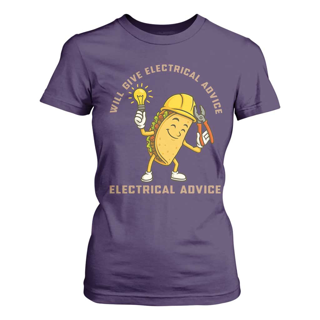 Funny Electrician T Shirt For Women This Electrician Will Work For Tacos TS14 Purple Print Your Wear