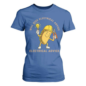 Funny Electrician T Shirt For Women This Electrician Will Work For Tacos TS14 Royal Blue Print Your Wear
