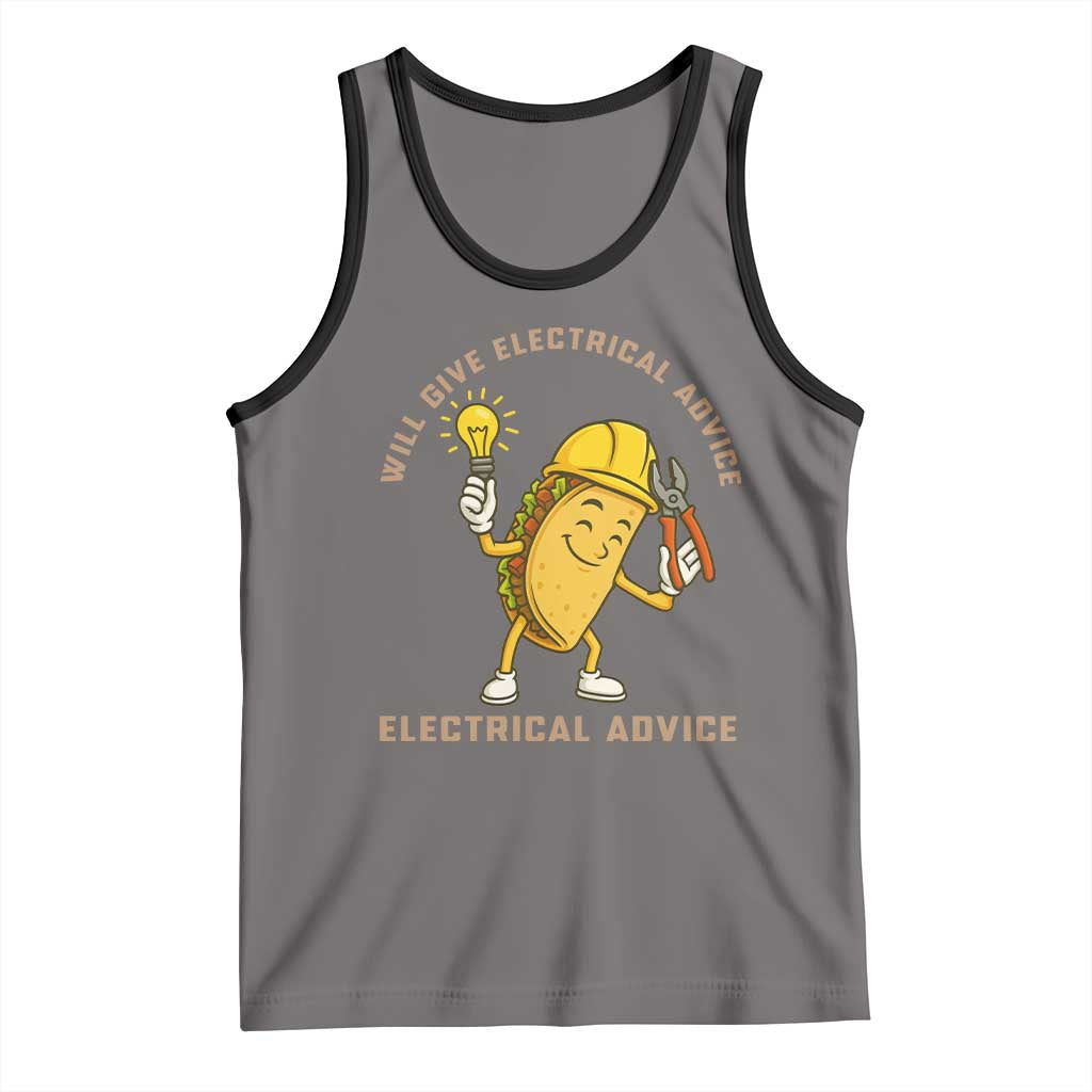 Funny Electrician Tank Top This Electrician Will Work For Tacos TS14 Deep Heather Black Print Your Wear