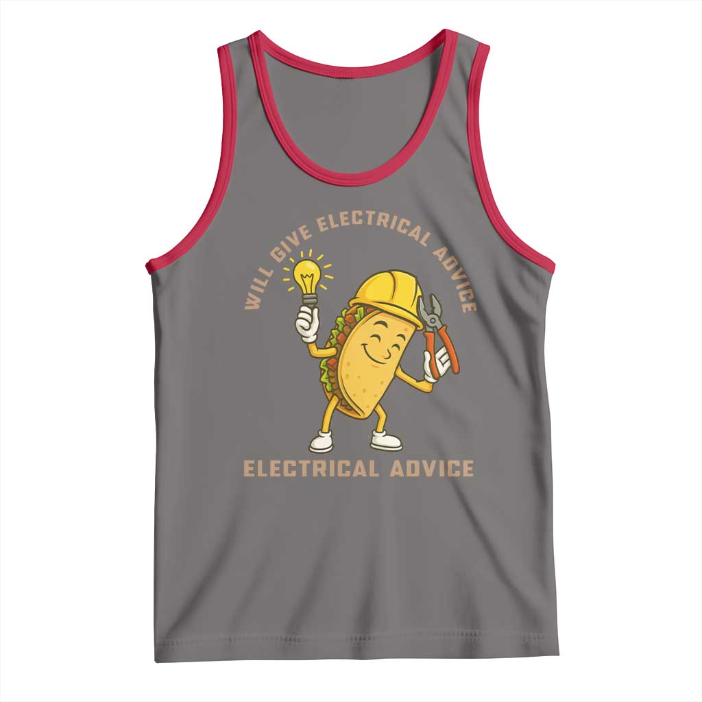 Funny Electrician Tank Top This Electrician Will Work For Tacos TS14 Deep Heather Red Print Your Wear