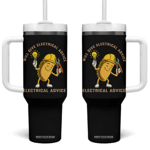 Funny Electrician Tumbler With Handle This Electrician Will Work For Tacos TS14 One Size: 40 oz Black Print Your Wear