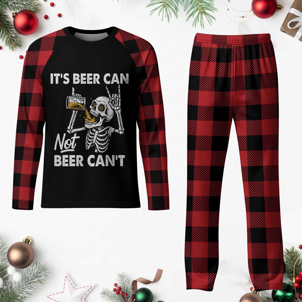 Funny Skeleton Beer Plaid Pajama Set It Is Beer Can Not Beer Can Not TS14 Buffalo Plaid Print Your Wear