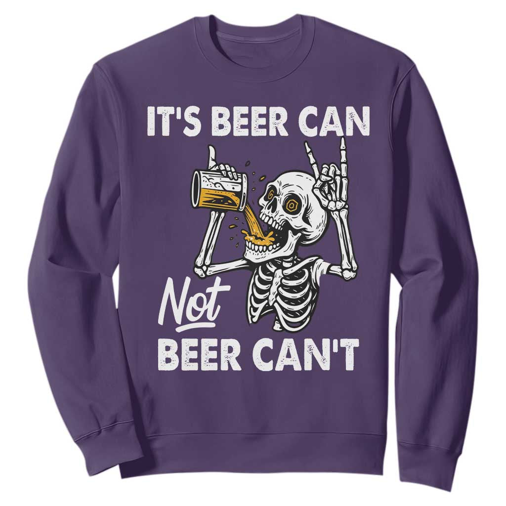 Funny Skeleton Beer Sweatshirt It Is Beer Can Not Beer Can Not TS14 Purple Print Your Wear