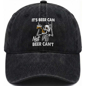 Funny Skeleton Beer Washed Cotton Baseball Cap It Is Beer Can Not Beer Can Not TS14 Washed Cap Universal Fit Black Print Your Wear