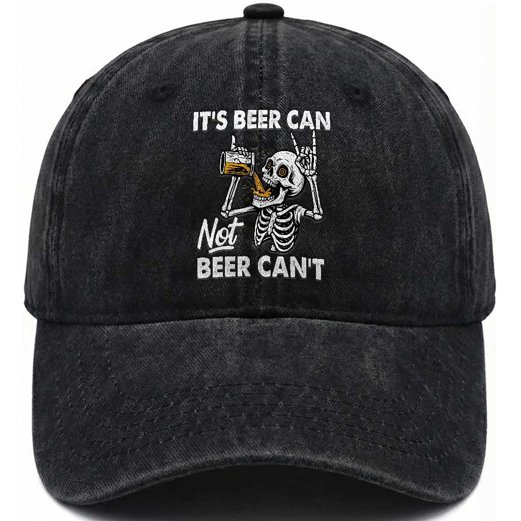 Funny Skeleton Beer Washed Cotton Baseball Cap It Is Beer Can Not Beer Can Not TS14 Washed Cap Universal Fit Black Print Your Wear