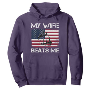 Funny Husband Sarcastic Hoodie American Flag My Wife Beats Me TS14 Purple Print Your Wear