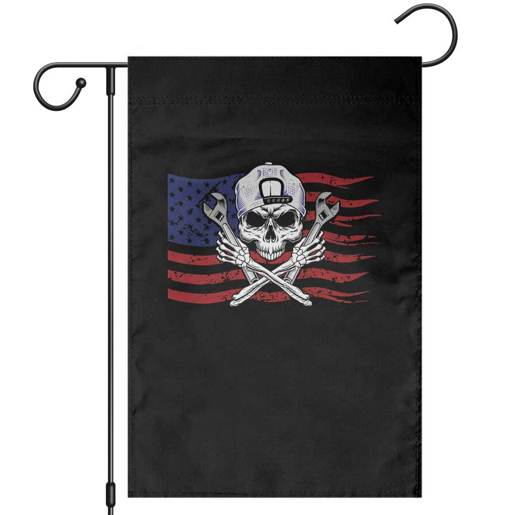 Skeleton Mechanic Garden Flag American Flag Patriotic Car Repair TS14 Black Print Your Wear