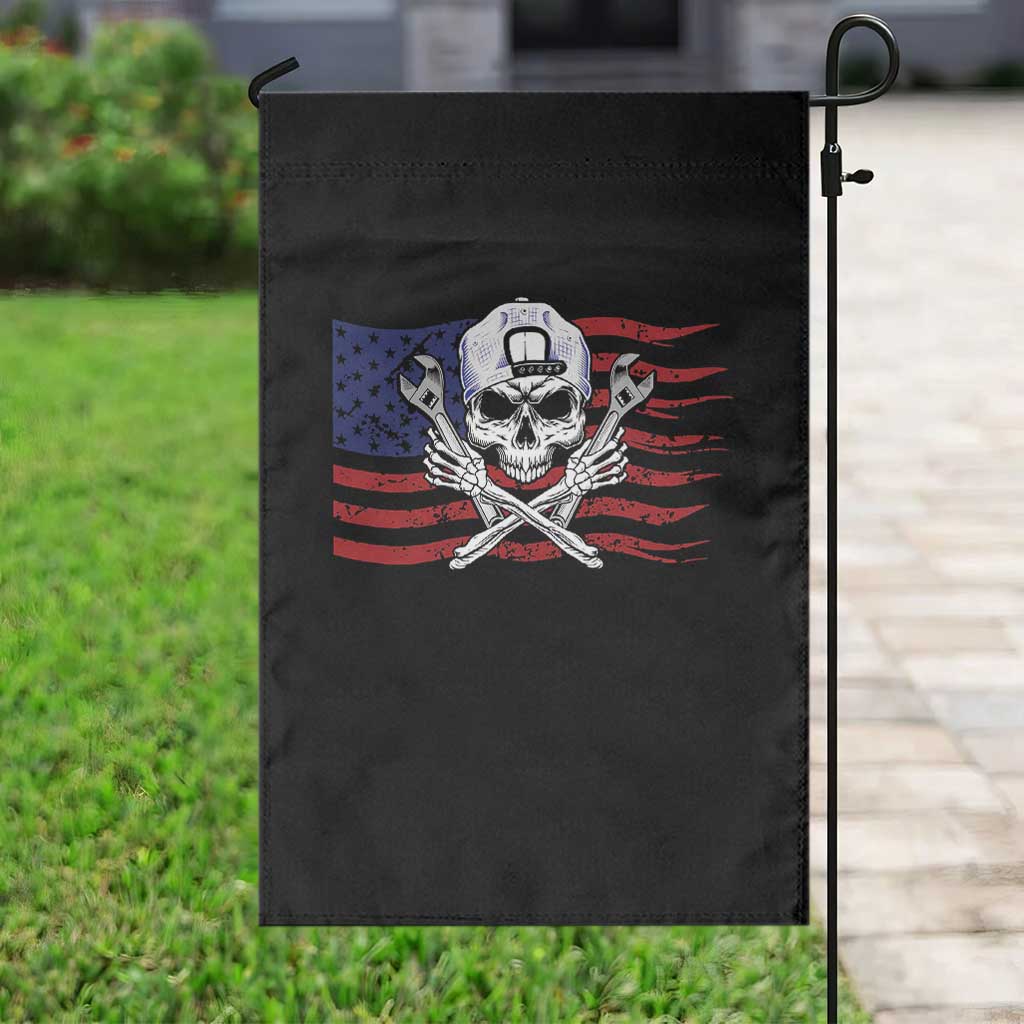 Skeleton Mechanic Garden Flag American Flag Patriotic Car Repair TS14 Print Your Wear