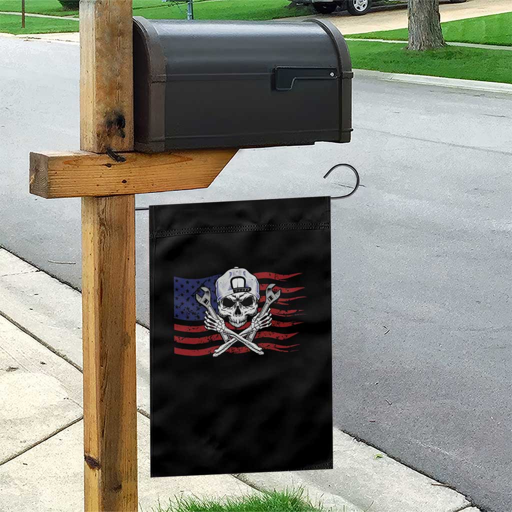 Skeleton Mechanic Garden Flag American Flag Patriotic Car Repair TS14 Print Your Wear