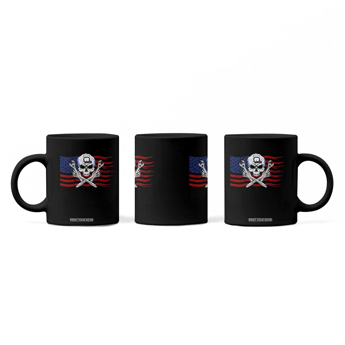 Skeleton Mechanic Coffee Mug American Flag Patriotic Car Repair TS14 Print Your Wear