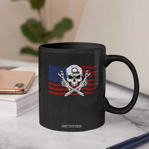 Skeleton Mechanic Coffee Mug American Flag Patriotic Car Repair TS14 Print Your Wear