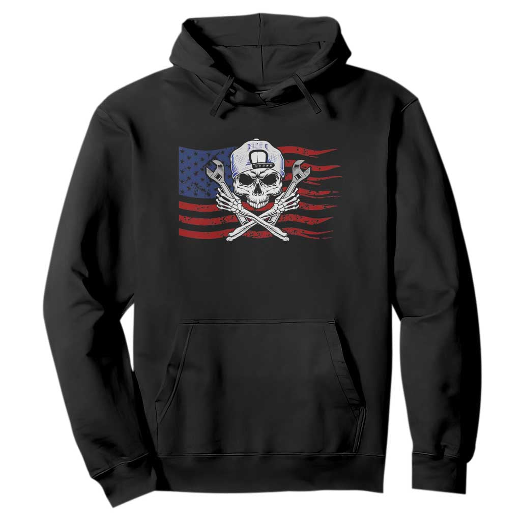 Skeleton Mechanic Hoodie American Flag Patriotic Car Repair TS14 Black Print Your Wear