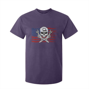 Skeleton Mechanic T Shirt For Kid American Flag Patriotic Car Repair TS14 Purple Print Your Wear
