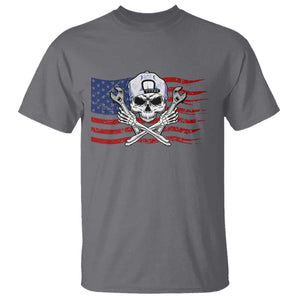 Skeleton Mechanic T Shirt American Flag Patriotic Car Repair TS14 Charcoal Print Your Wear