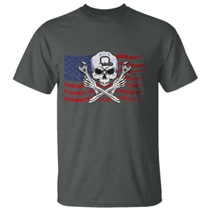 Skeleton Mechanic T Shirt American Flag Patriotic Car Repair TS14 Dark Heather Print Your Wear