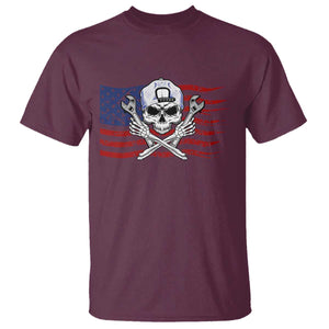 Skeleton Mechanic T Shirt American Flag Patriotic Car Repair TS14 Maroon Print Your Wear
