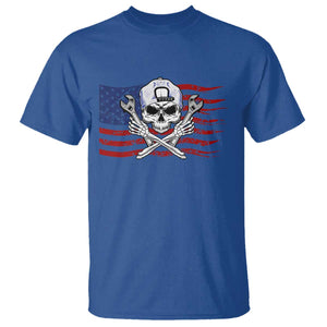 Skeleton Mechanic T Shirt American Flag Patriotic Car Repair TS14 Royal Blue Print Your Wear