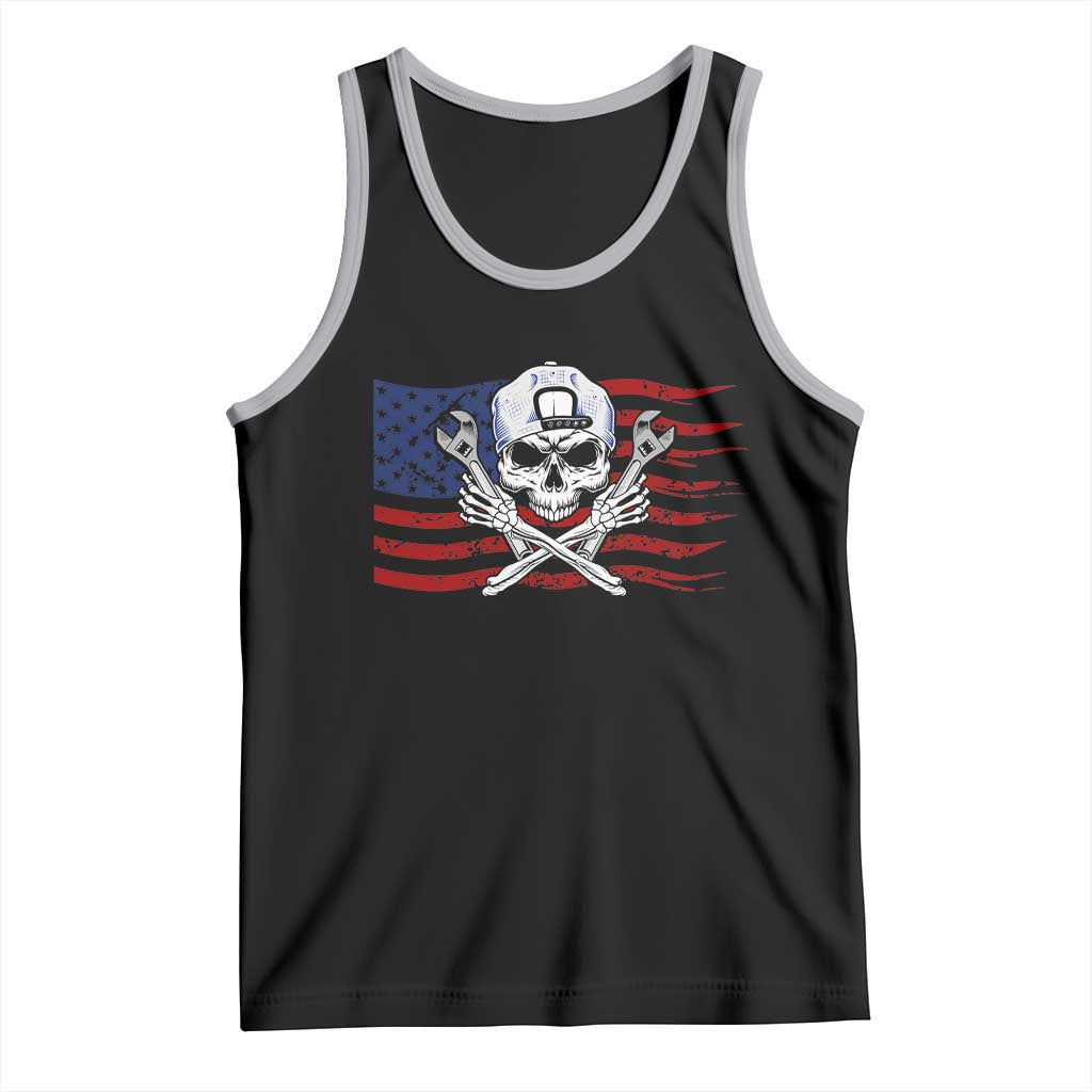 Skeleton Mechanic Tank Top American Flag Patriotic Car Repair TS14 Black Athletic Heather Print Your Wear