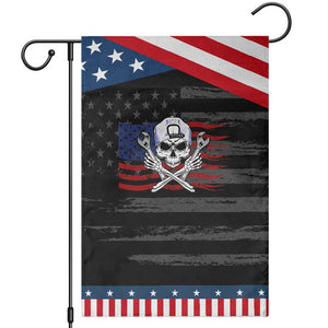 Skeleton Mechanic Garden Flag American Flag Patriotic Car Repair TS14 Distressed Black Blue Print Your Wear
