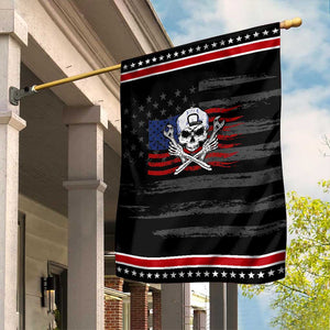 Skeleton Mechanic Garden Flag American Flag Patriotic Car Repair TS14 Distressed Black Red Print Your Wear