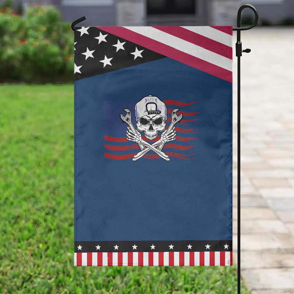 Skeleton Mechanic Garden Flag American Flag Patriotic Car Repair TS14 Classic Blue Black Print Your Wear