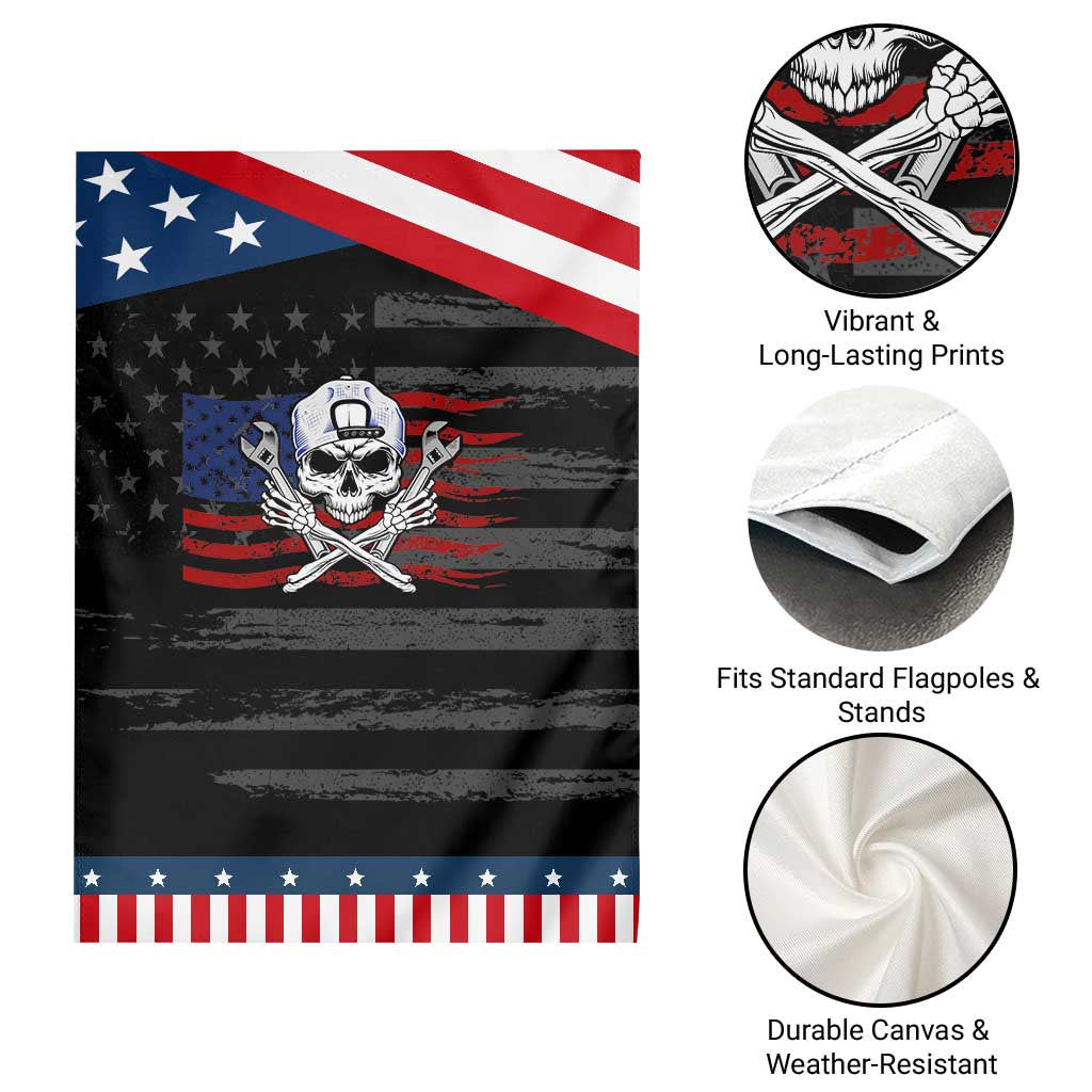 Skeleton Mechanic Garden Flag American Flag Patriotic Car Repair TS14 Print Your Wear