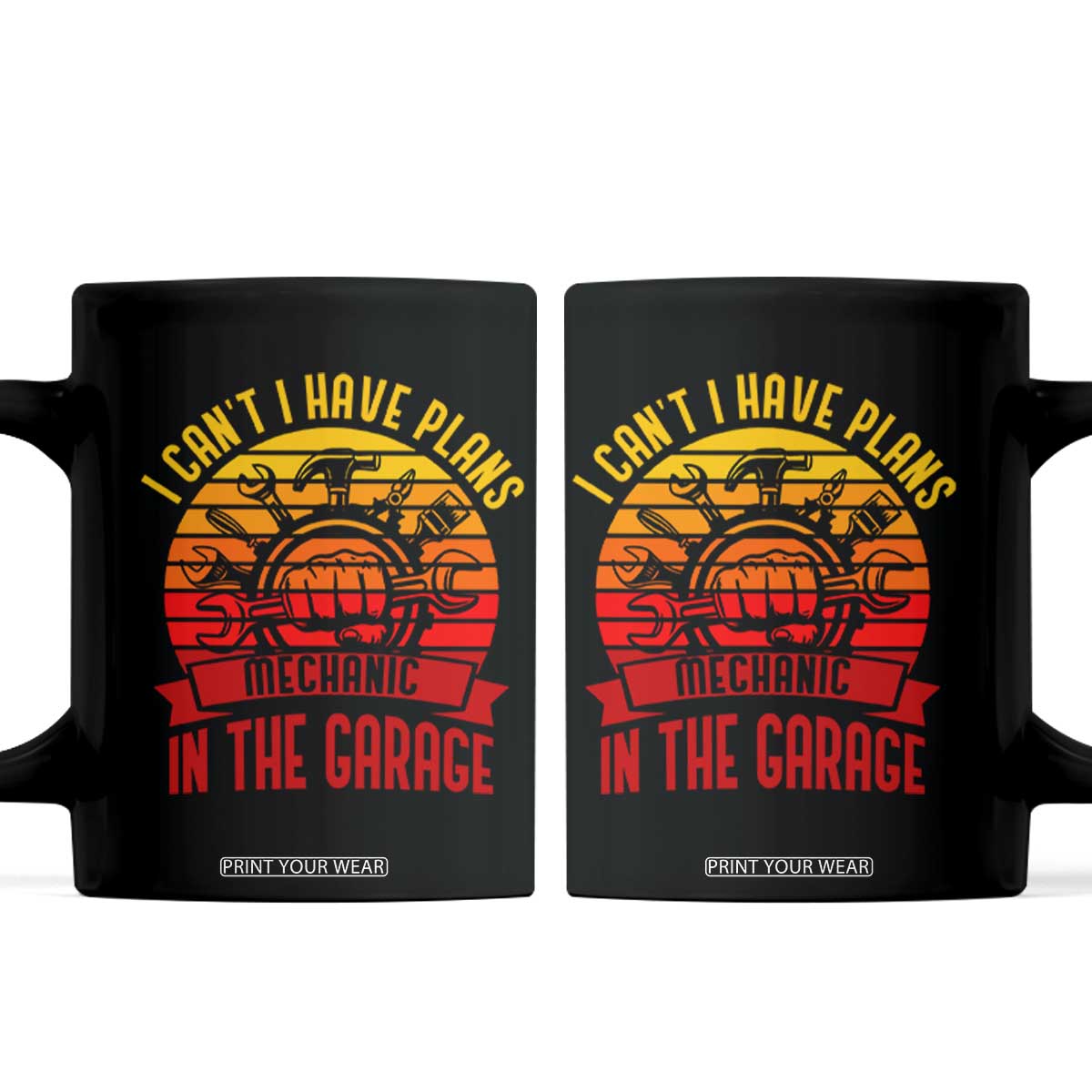 Funny Car Mechanic Coffee Mug I Cant I Have Plans In The Garage TS14 Black Print Your Wear