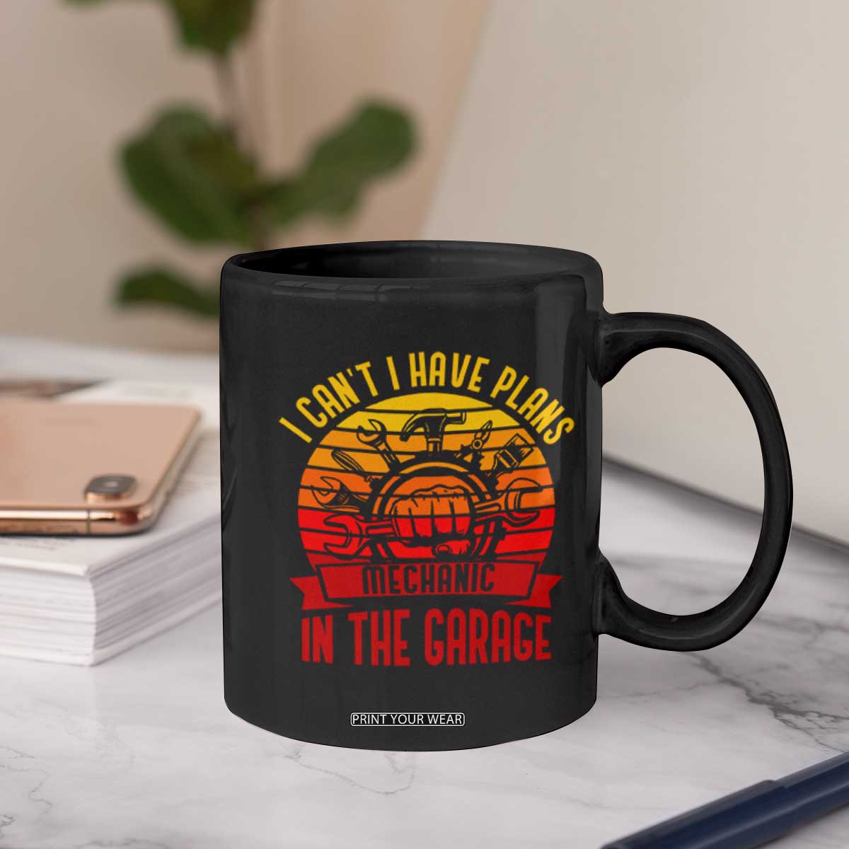 Funny Car Mechanic Coffee Mug I Cant I Have Plans In The Garage TS14 Print Your Wear