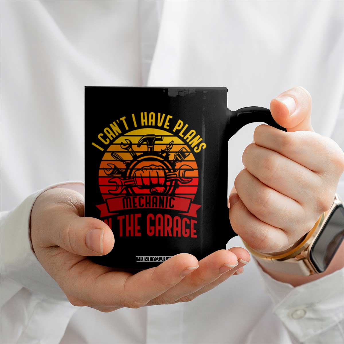 Funny Car Mechanic Coffee Mug I Cant I Have Plans In The Garage TS14 Print Your Wear