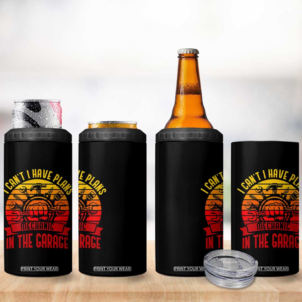 Funny Car Mechanic 4 in 1 Can Cooler Tumbler I Cant I Have Plans In The Garage TS14 Print Your Wear