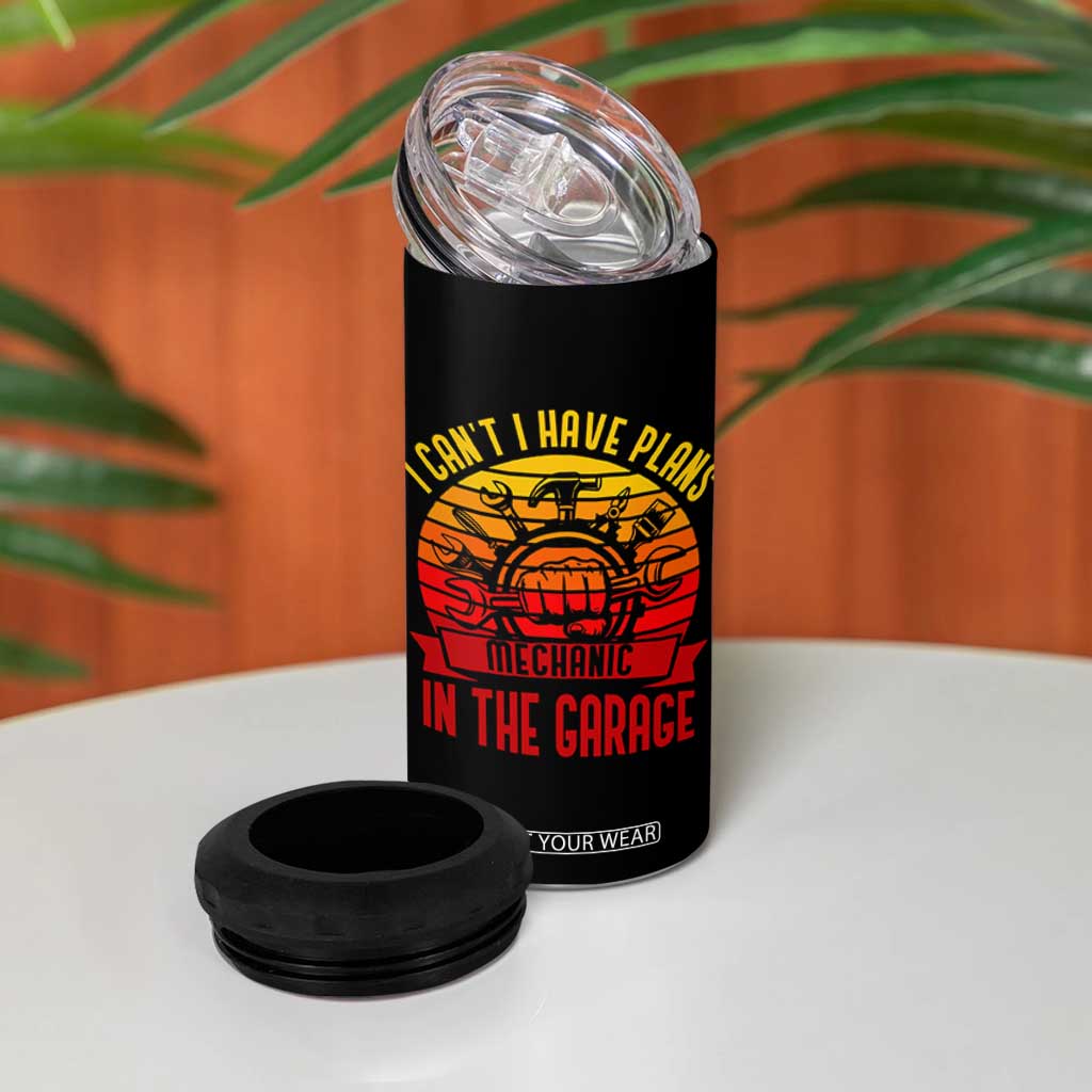 Funny Car Mechanic 4 in 1 Can Cooler Tumbler I Cant I Have Plans In The Garage TS14 Print Your Wear